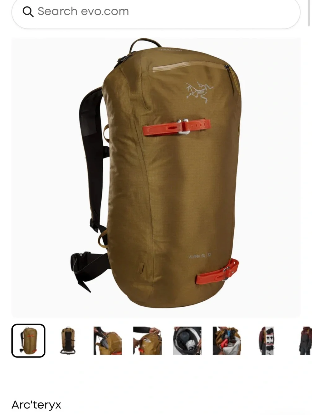 Arc'teryx Alpha SK 32 Red and Black backcountry ski
